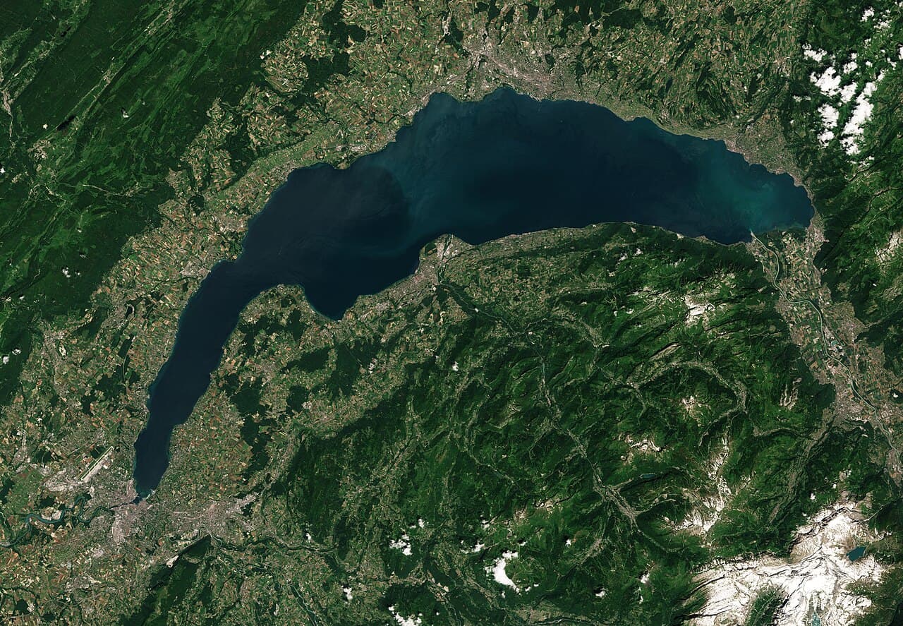 Vue satellite du lac Leman, Geneve